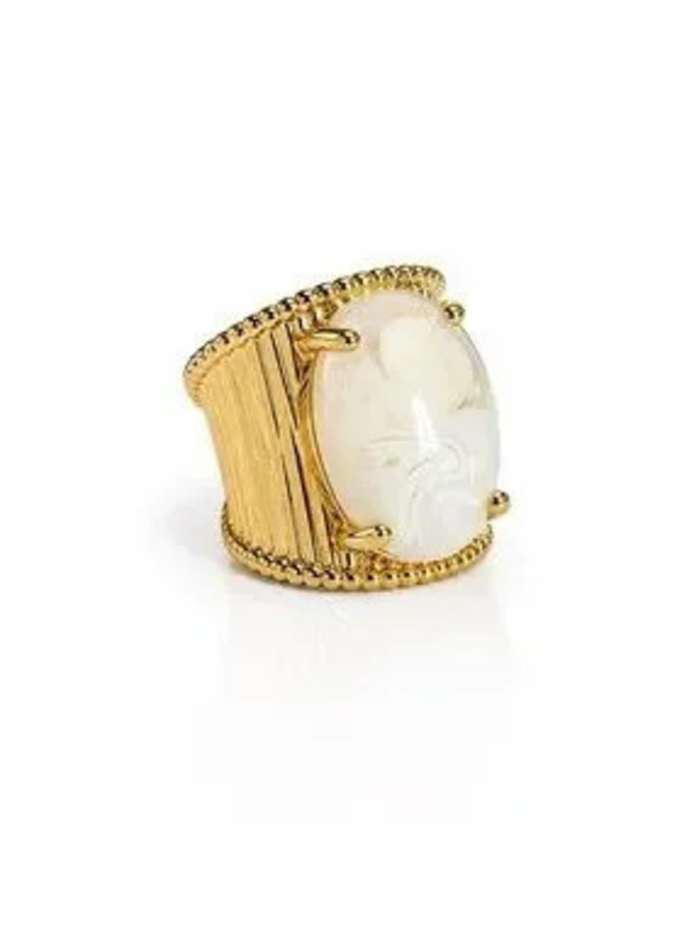 Gold-Tone Carved Cream Cameo Statement Ring